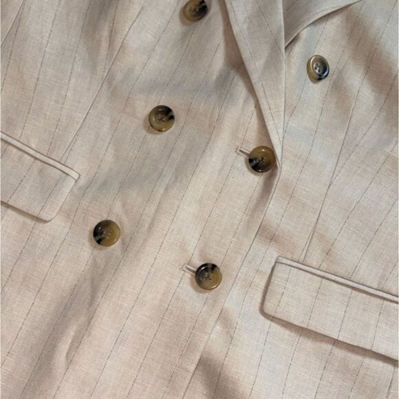 Ann Taylor Pin Striped Double Vested Breast-Tan-Size 14-NWT - Picture 4 of 8